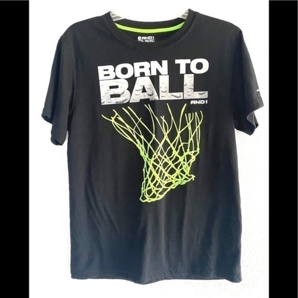 AND1 BORN TO BALL Youths black/green tee-shirt
